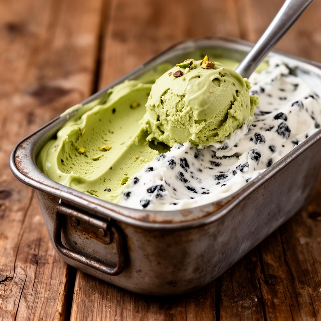 Gelato artigianale al pistacchio e stracciatella